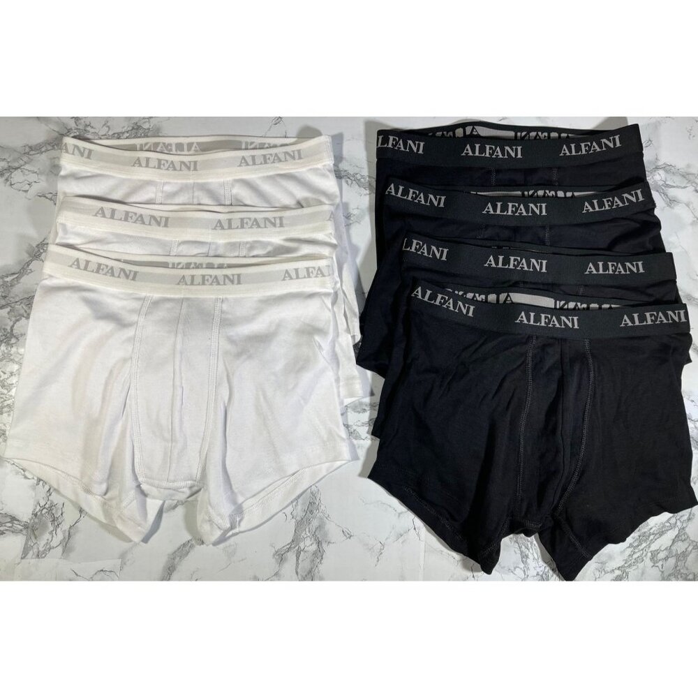 Alfani Mens White Boxer Briefs 7-Pack Size Small Cotton & Polyester Blen